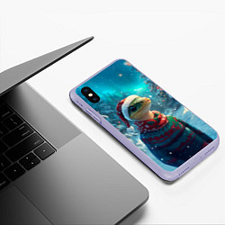 Чехол iPhone XS Max матовый Новогодняя змея в свитере, цвет: 3D-светло-сиреневый — фото 2