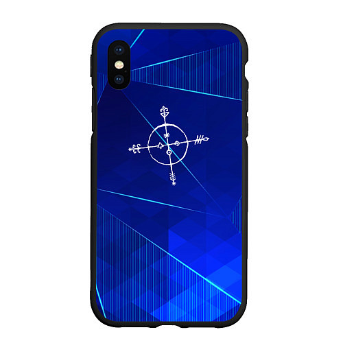 Чехол iPhone XS Max матовый Megadeth blue poly / 3D-Черный – фото 1