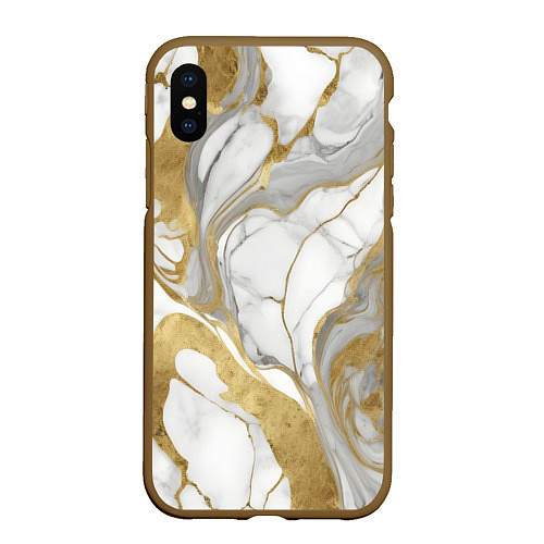 Чехол iPhone XS Max матовый Мрамор и золото / 3D-Коричневый – фото 1