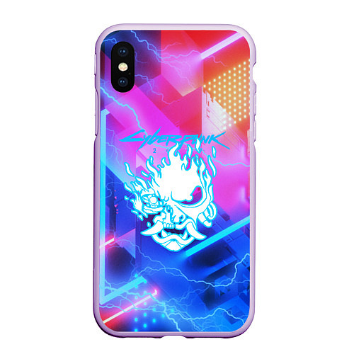 Чехол iPhone XS Max матовый Cyberpunk samurai storm / 3D-Сиреневый – фото 1