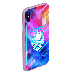 Чехол iPhone XS Max матовый Cyberpunk samurai storm, цвет: 3D-сиреневый — фото 2