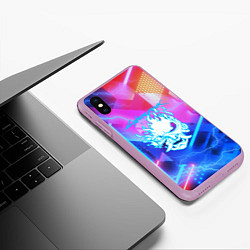 Чехол iPhone XS Max матовый Cyberpunk samurai storm, цвет: 3D-сиреневый — фото 2