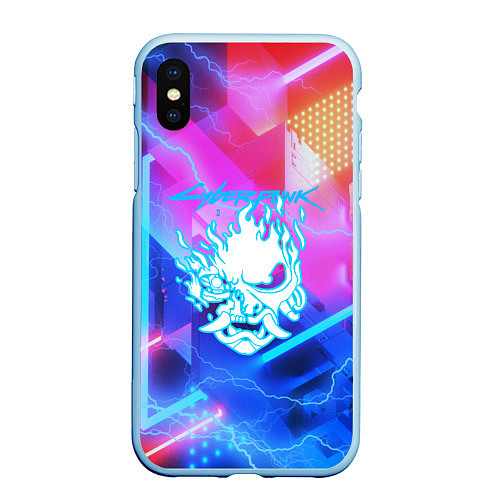 Чехол iPhone XS Max матовый Cyberpunk samurai storm / 3D-Голубой – фото 1