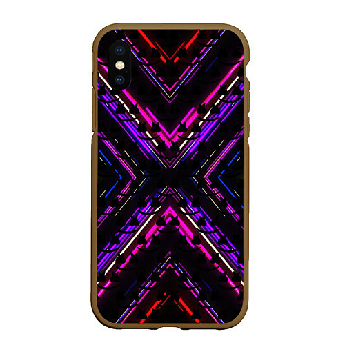 Чехол iPhone XS Max матовый Marshmello geometry neon / 3D-Коричневый – фото 1