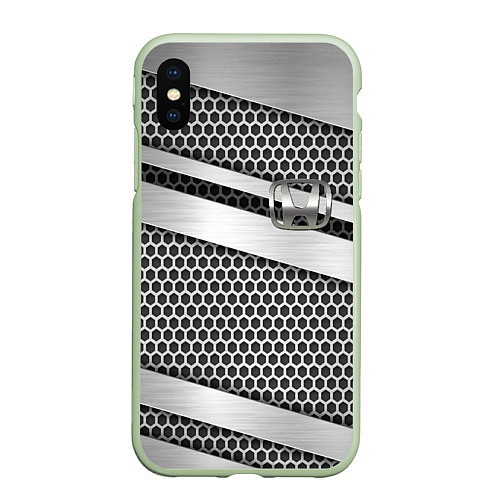 Чехол iPhone XS Max матовый Honda metal steel / 3D-Салатовый – фото 1