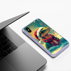 Чехол iPhone XS Max матовый Огромная новогодняя змея в лесу, цвет: 3D-светло-сиреневый — фото 2