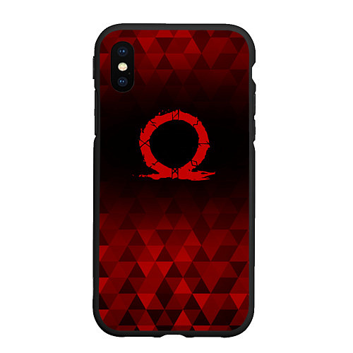 Чехол iPhone XS Max матовый God of War red poly / 3D-Черный – фото 1