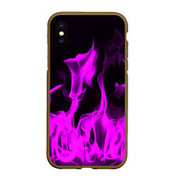 Чехол iPhone XS Max матовый Неоновый огонь в дыму, цвет: 3D-коричневый