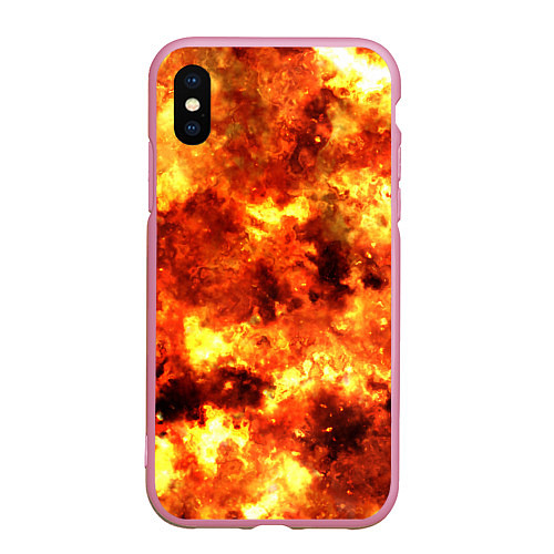 Чехол iPhone XS Max матовый Ядерный взрыв огонь / 3D-Розовый – фото 1