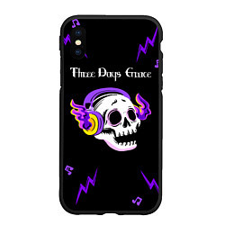 Чехол iPhone XS Max матовый Three Days Grace неоновый череп, цвет: 3D-черный