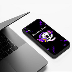 Чехол iPhone XS Max матовый Three Days Grace неоновый череп, цвет: 3D-черный — фото 2