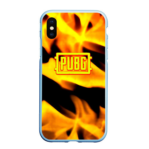 Чехол iPhone XS Max матовый PUBG fire steel / 3D-Голубой – фото 1