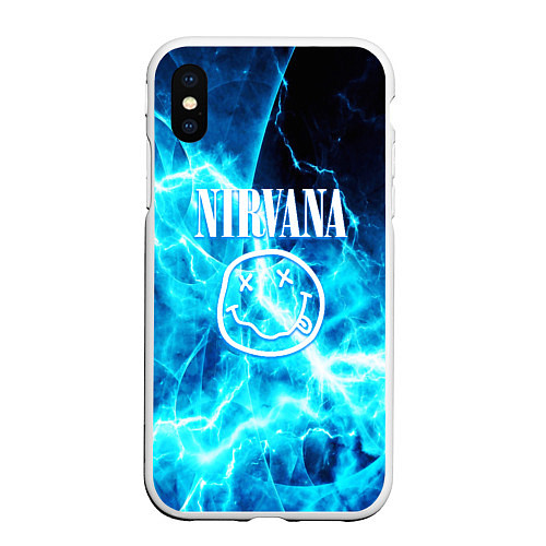 Чехол iPhone XS Max матовый Nirvana electro / 3D-Белый – фото 1