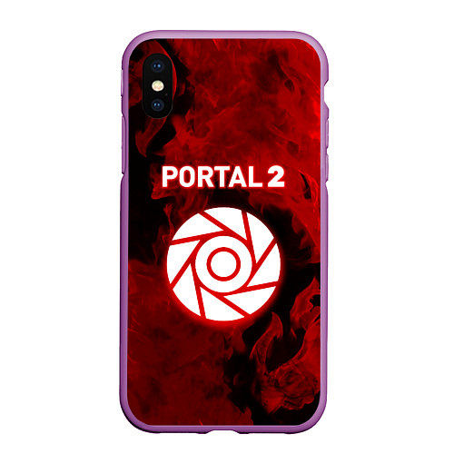 Чехол iPhone XS Max матовый Portal2 огненный стиль / 3D-Фиолетовый – фото 1