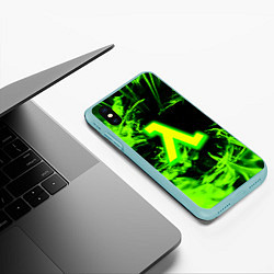 Чехол iPhone XS Max матовый Half life кислотное лого огонь, цвет: 3D-мятный — фото 2