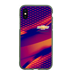 Чехол iPhone XS Max матовый Chevrolet текстура, цвет: 3D-темно-зеленый