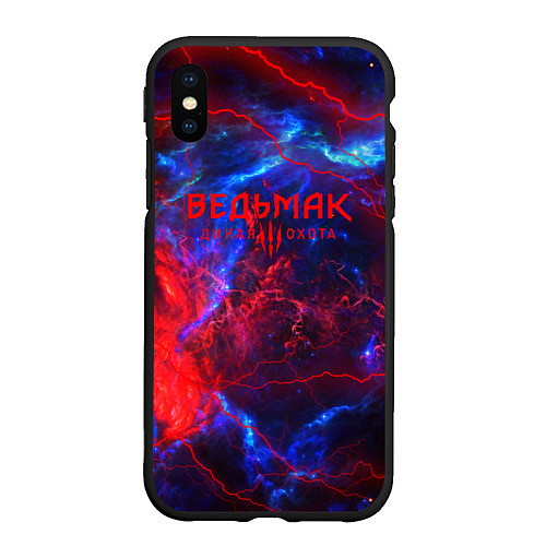 Чехол iPhone XS Max матовый Ведьмак космический шторм / 3D-Черный – фото 1