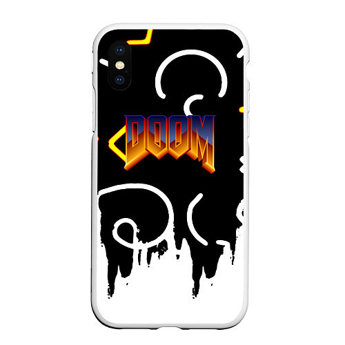 Чехол iPhone XS Max матовый Doom game pattern / 3D-Белый – фото 1