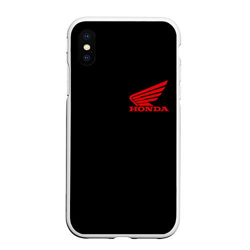 Чехол iPhone XS Max матовый Honda red logo auto steel / 3D-Белый – фото 1