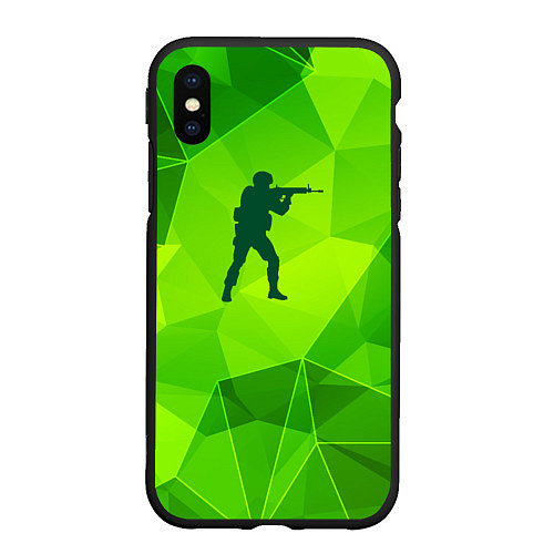 Чехол iPhone XS Max матовый Counter Strike green poly / 3D-Черный – фото 1