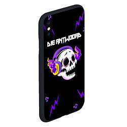 Чехол iPhone XS Max матовый Die Antwoord неоновый череп, цвет: 3D-черный — фото 2