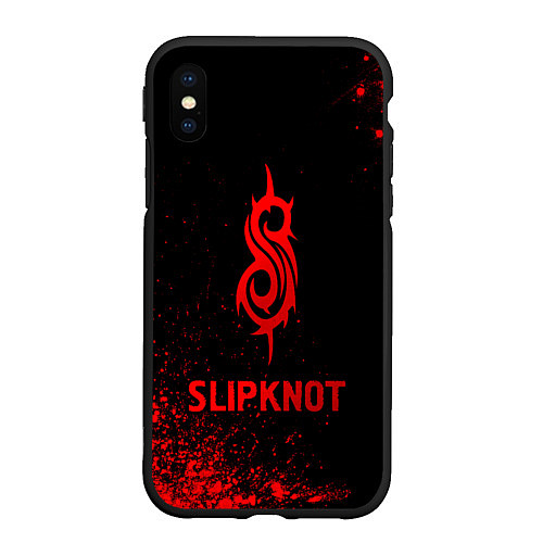 Чехол iPhone XS Max матовый Slipknot - red gradient / 3D-Черный – фото 1