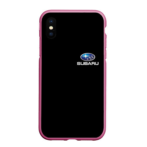 Чехол iPhone XS Max матовый Subaru logo auto / 3D-Малиновый – фото 1