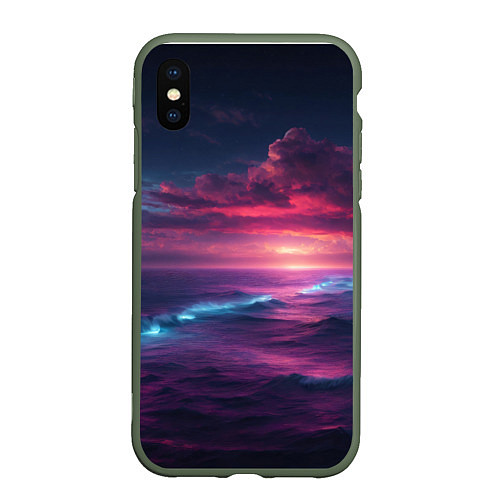 Чехол iPhone XS Max матовый Night sea / 3D-Темно-зеленый – фото 1