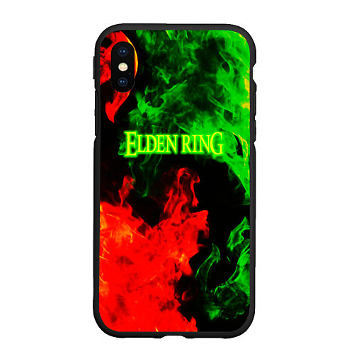 Чехол iPhone XS Max матовый Elden ring в огне рпг / 3D-Черный – фото 1