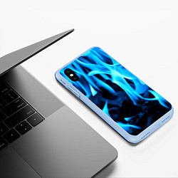 Чехол iPhone XS Max матовый Синий огонь текстура, цвет: 3D-голубой — фото 2