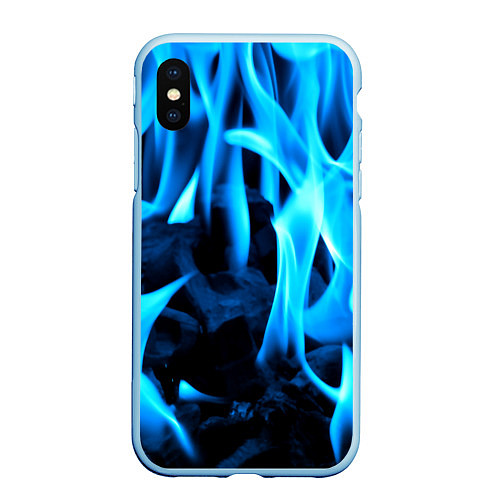 Чехол iPhone XS Max матовый Синий огонь текстура / 3D-Голубой – фото 1