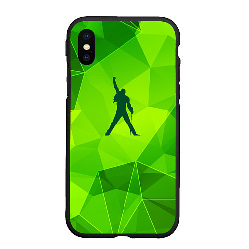 Чехол iPhone XS Max матовый Queen green poly / 3D-Черный – фото 1