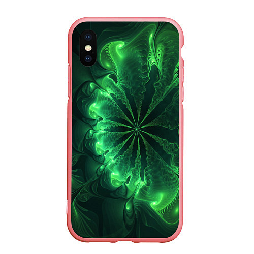 Чехол iPhone XS Max матовый Оптический зелёный фрактал / 3D-Баблгам – фото 1