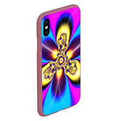 Чехол iPhone XS Max матовый Фрактальный неоновый узор абстракция, цвет: 3D-малиновый — фото 2