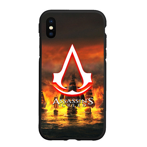 Чехол iPhone XS Max матовый Assassins Creed корабли / 3D-Черный – фото 1