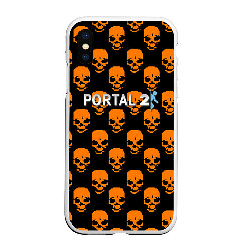 Чехол iPhone XS Max матовый Portal skull pattern / 3D-Белый – фото 1