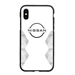 Чехол iPhone XS Max матовый Nissan white poly, цвет: 3D-черный