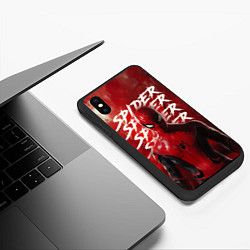 Чехол iPhone XS Max матовый Spider-man red background, цвет: 3D-черный — фото 2