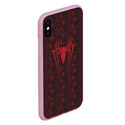 Чехол iPhone XS Max матовый Spider-Man logo, цвет: 3D-розовый — фото 2