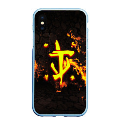 Чехол iPhone XS Max матовый Doom fire, цвет: 3D-голубой