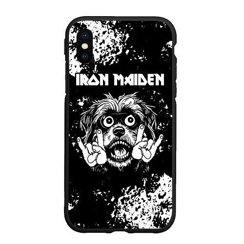 Чехол iPhone XS Max матовый Iron Maiden рок пес / 3D-Черный – фото 1