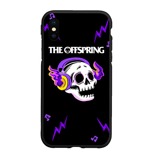 Чехол iPhone XS Max матовый The Offspring неоновый череп / 3D-Черный – фото 1