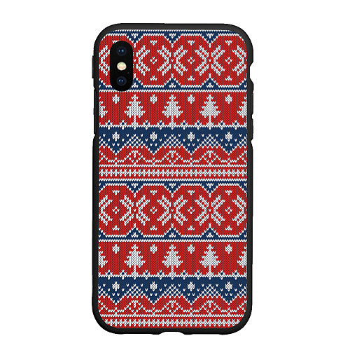 Чехол iPhone XS Max матовый New year pattern / 3D-Черный – фото 1