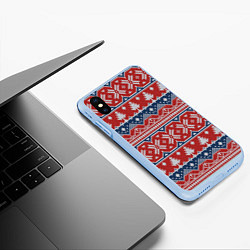 Чехол iPhone XS Max матовый New year pattern, цвет: 3D-голубой — фото 2