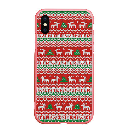 Чехол iPhone XS Max матовый Deer christmas pattern / 3D-Баблгам – фото 1