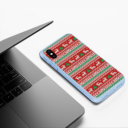 Чехол iPhone XS Max матовый Deer christmas pattern, цвет: 3D-голубой — фото 2