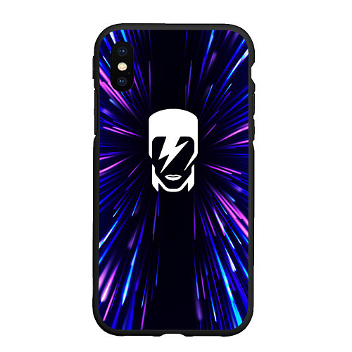 Чехол iPhone XS Max матовый David Bowie neon energy / 3D-Черный – фото 1