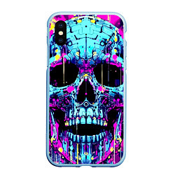 Чехол iPhone XS Max матовый Cool skull sketch - blots, цвет: 3D-голубой