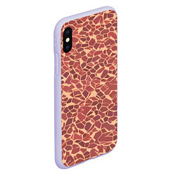 Чехол iPhone XS Max матовый Тёмно красные плитки на бежевом фоне, цвет: 3D-светло-сиреневый — фото 2