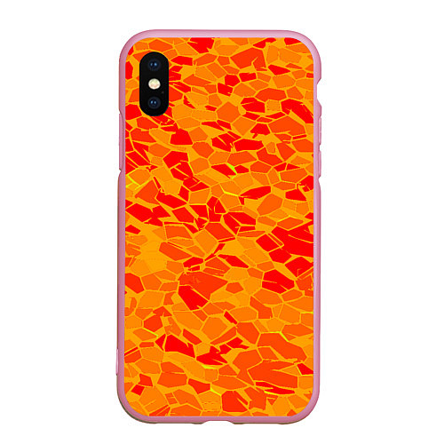 Чехол iPhone XS Max матовый Красные плитки на жёлтом фоне / 3D-Розовый – фото 1